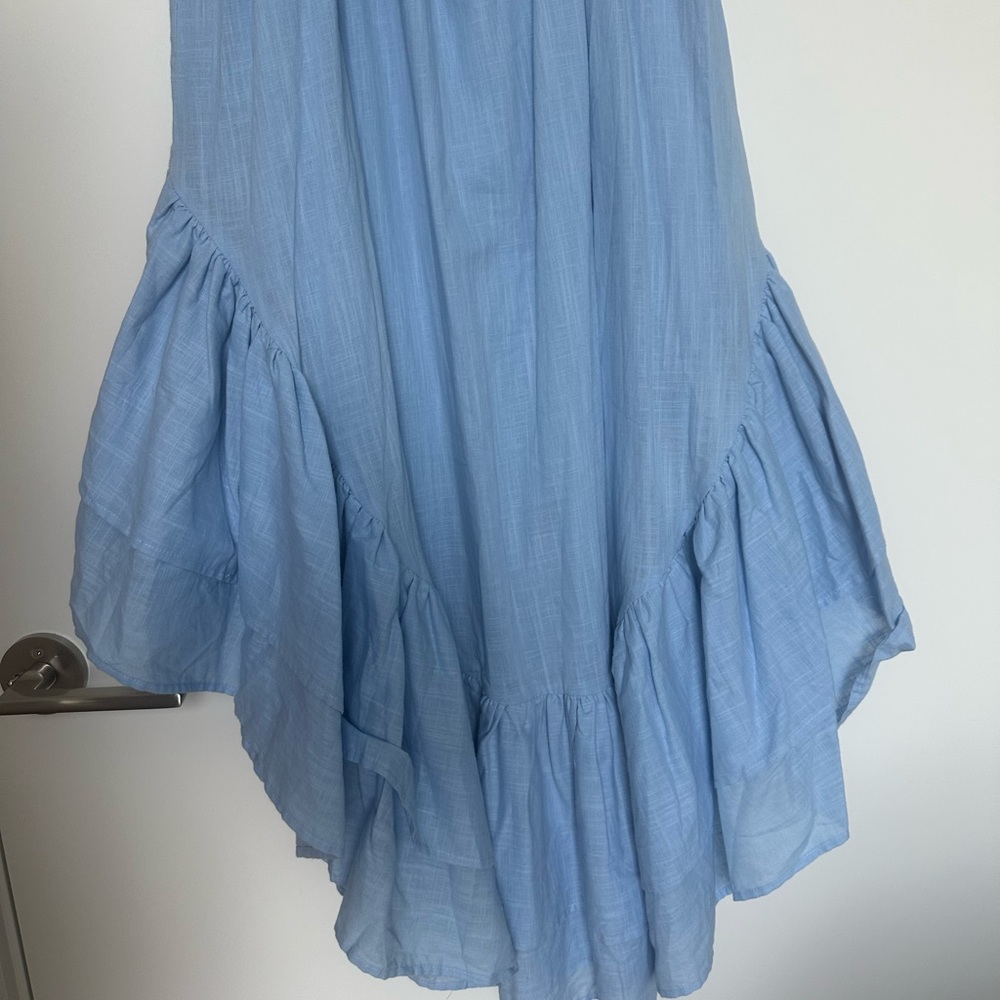 LORNA LUXE BLUE 'PADIERNA' GRADUATED HEM TRAPEZE DRESS -  High Low Dress - Picture 10 of 13